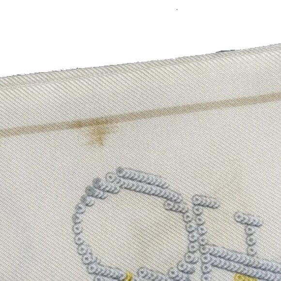 LOUIS VUITTON Logo Long Scarf Ribbon 100% Silk Beige Italy Accessory - Picture 8 of 13